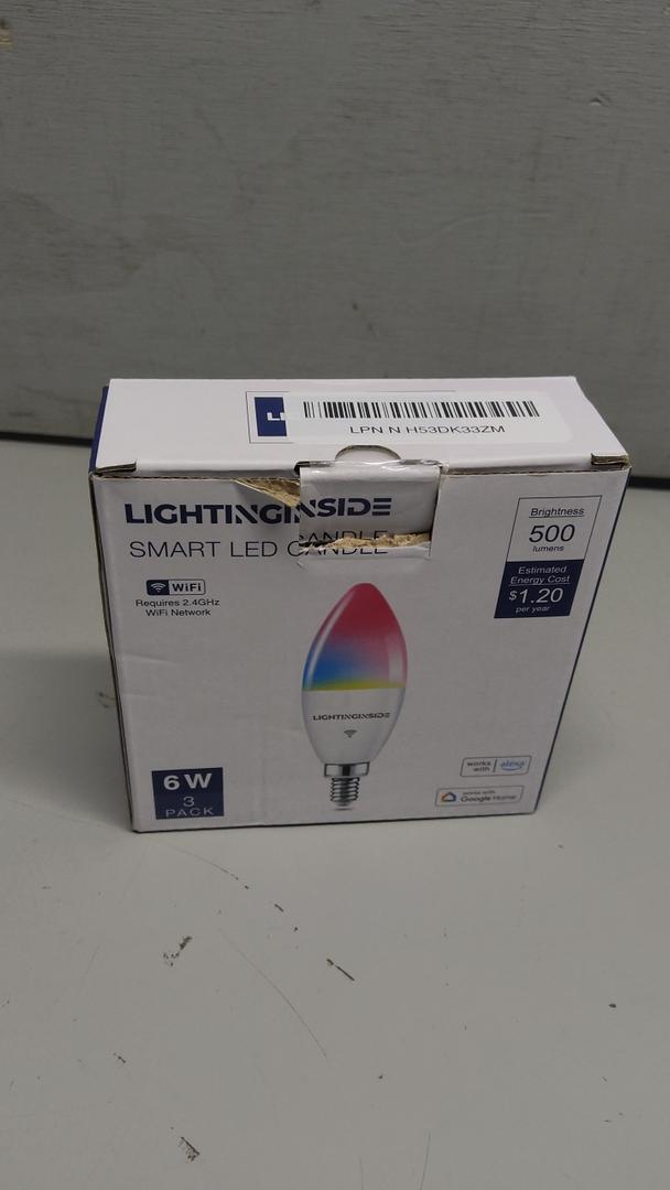 Lightinginside E12 Smart Light Bulbs 60W Equiv., 500LM 6W RGBCW Candelabra Chandelier Candle Bulb Works with Alexa/Google Home/Smart Life, 2.4G WiFi Bluetooth Bulbs, No Hub Required, ETL Listed, 3PCS