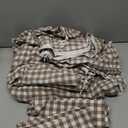 MooMee Gingham Duvet Cover Set 100% Washed Cotton Linen Like Textured Breathable Durable Soft Comfy Modern Checkered Design (Brown Gingham, King 104"x90")