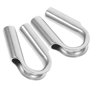 FRCOLOR 2pcs Stainless Steel Thimble Rope Tube with Triangular Gusset Wire Rope Collar Clamp Ring Heavy Duty for Secure and Easy Installation