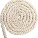 Tosnail 33 Feet 15 mm Natural Triple-Strand Twisted Cotton Rope