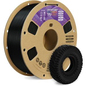 OVERTURE TPU Filament 1.75mm Flexible Roll, 95A Soft 3D Printer Filament, 1kg Spool (2.2 lbs), Fit Most FDM Printer (TPU Black)