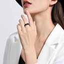 Smart Ring with Charge Box for Women Men Health Ring Sleep Heart Rate Blood Pressure Oxygen Tracking Step Counting Family Care Long Battery Life IP68 Compatible with iOS Android (Black, 8)