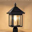 Solar Lamp Post Light Outdoor, Casting Aluminum Glass Lens Dusk to Dawn Vintage Solar Post Light ST4343Q Waterproof for Pier Mount Gate Path Pole Garden Column Pillar Porch Yard Driveway, 1 Pack