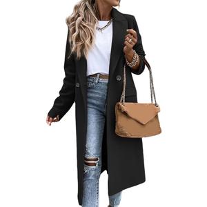 IDEALSANXUN Womens Long Wool Coats Fall Winter Notch Lapel Dressy Peacoat Jackets (XX-Large, Black)