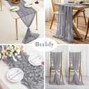 2 Pack 10 Ft Chiffon Table Runner Grey Gauze Long Table Runners 27x120 Inches Sheer Tulle Table Runner for Rustic Wedding Reception Bridal Shower Decorations Birthday Party