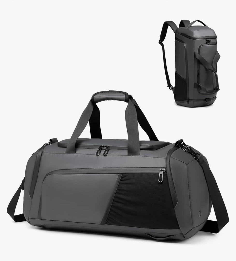 Gym Duffle Bag Waterproof Sports Duffel Bags Travel Weekender Bag for Men Women Overnight Bag with Shoes Compartment Grey