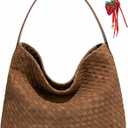 Woven Suede Shoulder Bag for Women,Suede Handbag Hobo Fashion Tote Bag Satchel for Work Weekend Travel Purse 2025