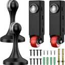 Magnetic Door Stopper with Anti-Droop Design - Heavy Duty Cold Rolled Steel and Nylon Door Stop, Drill Hole Installation, Suitable for Wall and Floor mounting (2, Black)