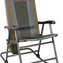 TIMBER RIDGE Outdoor Folding Rocking Chair, 29" Padded High Back Neck & Back Support, Hard Armrests for Easy Stand Up, Stable Steel Frame Supports 300 lb, Quick Fold for Patio, Lawn & RV Camping,Brown, 36"d X 23"w X 40.5"h