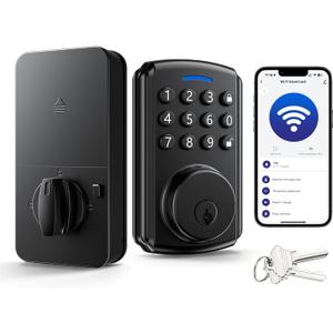 Deadbolt Smart Lock for Front Door, Relihom Keyless Entry Door Lock, Bulit-in Wi-Fi with App Remote Control, No Bridge Required, IP65 Waterproof