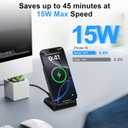 Samsung S26 S25 Wireless Charger Stand Wireless Phone Charger for Android Samsung Galaxy S25 Ultra S25 Edge S25 Plus S25FE S24FE S23 S22 S21 S20, Wireless Charging Station for iPhone 17 with Adapter