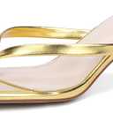 Kitten Flip Flop Thong Low Heels for Women Square Open Toe Slip On Heeled Sandals (9, Gold)