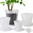 8 pcs 5/6/7/8 inch Large Clear Nursery pots for Plants with Saucers,Thick Plastic Nursery pots for Plants with Drainage Holes for Monstera Plant Live,Ariod,etc, 5/6/7/8 inch with trays