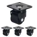 2 inch Low Gravity Center Caster Wheel, Swivel Plate Heavy Duty Industrial Caster Nylon Wheel Set of 4 Load Capacity 2200lbs Low Profile Caster for Cart, Toolbox,Workbench-Black