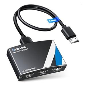 NEWCARE HDMI Splitter 1 in 3 Out, 4K@60Hz HDMI 2.0 Splitter w/ 4ft HDMI Cable, Auto Downscaler, Mirror Display to 3 Monitors(Not for Extended Display), Support Dobly Vision& Atmos, HDCP 2.2, 18.5Gbps