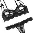 Avidlove Sexy Lingerie Set for Women Underwire Push Up Lace Bra Panty Cutout Lace Lingerie Set XXL