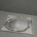 Oval Decorative Mirror Tray, French Style, Makeup Organizer, Jewelry Organizer, Serving Tray, 9.8"x 14.6", Golden Silver