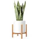 Mkono Plant Stand Mid Century Wood Flower Pot Holder (Plant Pot NOT Included) Modern Potted Stand Indoor Display Rack Rustic Decor, Up to 12 Inch Planter, Natural