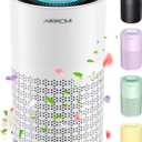 AIRROMI Air Purifier for Bedroom with HEPA 3-in-1 Filter, Pet Air Purifier for Home Cat Pee Smell, Covers Upto 990 Ft, Quiet 360 intake Air Cleaner for pet hair,allergies,Dust,Smoke A2001 White 