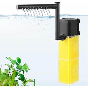 FEDOUR 10W 15W 20W Aquarium Submersible Filter, Quiet Fish Tank Internal Filter with Spray Bar, Powerful Aquarium Filter for 5-80 Gallon Tank(15W for 15-50Gallon)