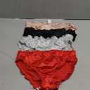 Verdusa Women's 4pack Frill Trim Satin Underwear Briefs Panty Set (X-Large, Black/Grey/Pink/Red)