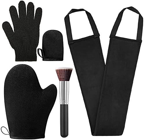5 Pack Self Tanning Mitt Applicator Kit - Face Tan Mitt, Back Lotion Applicator, Exfoliating Glove, Tanning Brush，Mini Tanner Mitt