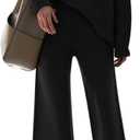 AOHITE Womens 2 Piece Outfit Sets Knit Pullover Sweater Top and Wide Leg Pants Lounge Sweatsuit Tracksuit (X-Large)