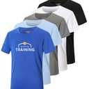 TAGIHOO 5 Pack Boys Mesh Athletic Quick Dry Short Sleeve Workout Moisture Wicking Active T-Shirt for Kids(YH-A,XL)