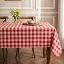 LOSIVISHE Red and White Gingham Tablecloth, Waterproof Outdoor Picnic Table Cover for Summer BBQ, Farmhouse Kitchen, Patio Dining, Reusable Machine Washable Checkered Table Cloth, 60" Round