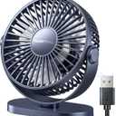 SWEETFULL USB Desk Fan Small Quiet - 3 Speeds Mini Personal Portable Fan 360 Rotation Adjustable, 5.5 Inch Office Table Cooling Gadgets on Desktop (Blue) (Standard Size)
