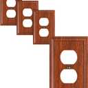 4-Pack Duplex Outlet Cover, Natural Bamboo Fiber Switch Plates and Outlet Covers, Wood Grain Decorative Wall Plates for Electrical Outlets, 1 Gang Receptacle Cover, Corrosion Resistant
