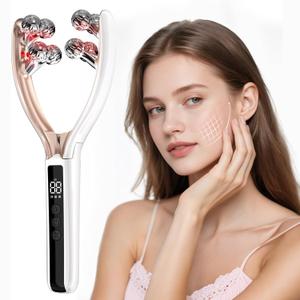 CXGRISE Wireless Facial Massager, 3D Roller Electric Facial Roller, Rechargeable V-Shape Sculpting & Puffiness Relief Tool, Face Roller Lymphatic Drainage for Home & Travel Use (Ball)