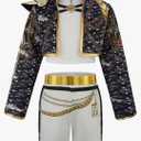 Girls Singer Costume for Kids Fancy Outfit Halloween Set 3PCS, Size 150