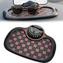 3-in-1 Car Dashboard Anti-Slip Mat, 360 Rotatable Phone Holder with Temporary Parking Number, Universal Fit Non-Slip Pad for Car/SUV, Washable Reusable (Brown, 1PC)
