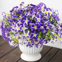 Daynight 32 Pcs Faux Petunias Artificial Flowers for Outdoors, UV Resistant Fake Purple Petunias Plants Realistic Silk Flowers for Porch Front Door Garden Window Outside Decor (32, Purple)
