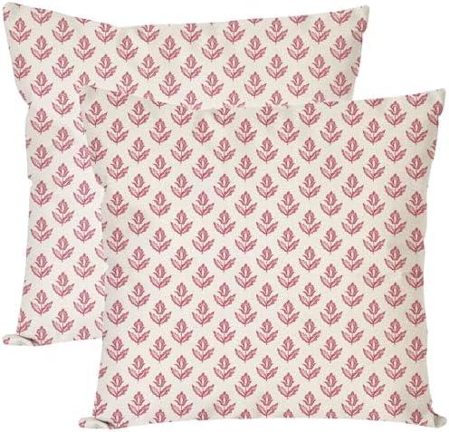 PANDICORN Black and White Vintage Floral Block Print Throw Pillow Covers 18x18 Inch Set of 2 Boho Outdoor Farmhouse Porch Patio Decorations Decorative Throw Pillows Cases for Home Room Couch Decor