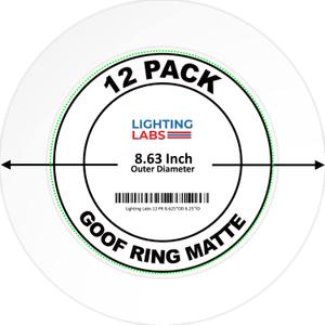 Lighting Labs 12 Pack Matte White Goof Trim Ring for 8" Inch Recessed Can Lighting Down Light, Outer Diameter 8.6 Inches, Inner Diameter 6.2 Inches