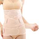 Cmipeob 3 In 1 Postpartum Belly Band Abdominal Binder Post Surgery C Section Belly Binder Post Partum Hysterectomy Belly Support Wraps Postpartum Waist Trainer Essentials After Birth Beige, XXX-Large