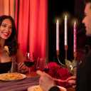 Honoson 6 Pcs Valentines Flameless Candles Glitter Bow Taper Candle 10.6 Inch Pink Coquette Candles Battery Operated LED Candlestick for Valentines Day Wedding Bridal Birthday Party Dinner Table Home