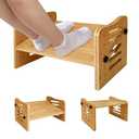 Myplace Bamboo Adjustable Under Desk Footrest, Ergonomic Foot Rest with 7-Level Adjust at Work, Slanted Foot Stool for Home Office Kitchen Bedroom (Burlywood)