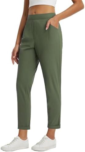 baleaf Womens Travel Pants with Zipper Pockets Stretchy Work Pants Business Casual Slacks Golf Pants Dressy with Pockets, size L
