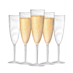 24Pcs Plastic Champagne Flutes,6 Oz Clear Champagne Glasses,Disposable Glasses for Party Wedding Banquet Family Holiday Picnic Cocktail Mimosa Bars Engagements Thanksgiving Christmas Toasting