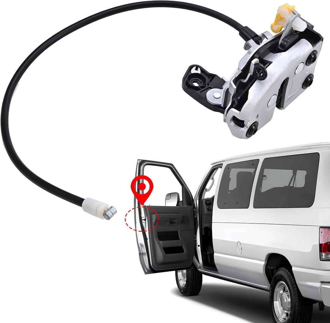 Front Left Driver Side Door Lock Latch Assembly Compatible with 1996-2019 Ford E150 E250 E350 E450 Econoline Van, Replaces 6C2Z-1521813-A 6C2Z1521813A