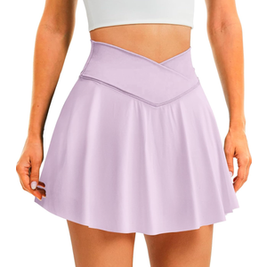 Womens Tennis Skirt with Pockets Shorts Crossover High Waisted Athletic Skorts Skirts for Golf Running Workout M
