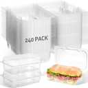 240 Pack Clear Hinged Food Containers 7.2  4.9  2.6 Inch Plastic Cookie Containers Hinged Clamshell Takeout Boxes Disposable Loaf Cake Boxes for Salads Hamburger Fruit Dessert Sandwiches