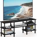 Furinno Turn-N-Tube Toolless Assembly TV Stand for TV up to 55 Inch, 3-Tier Entertainment Center with Storage Shelf, TV Console, for Living Room, Bedroom, Black Espresso