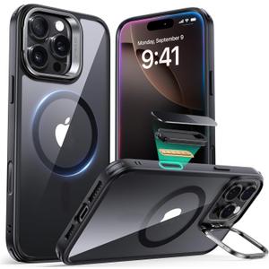 ESR for iPhone 16 Pro Case,Camera Control Button Compatible with MagSafe, Military-Grade Protective Case, Built-in Stash Stand Phone Case, Scratch-Resistant Back Cover, Classic Series, Clear Black