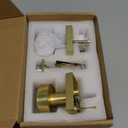 Privacy Gold Door Knobs Interior, Satin Brass Door Knobs Interior with Lock, Heavy Duty Modern Square Brushed Gold Door Handle for Bedroom Bathroom