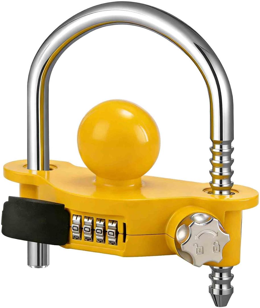IZTOSS Adjustable Heavy-Duty Trailer Hitch Lock - Safety Ball Hitch Lock for 1-7/8", 2", and 2-5/16" Ball Hitches - Combination Padlock for Enhanced Security and Anti-Theft