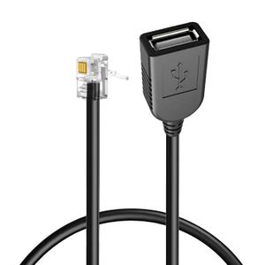 RJ9 4p4c Male to USB Female Adapter with 30cm Circular Black Cable, Suitable for Multiple Voip Phone Lines (RJ9 30CM)